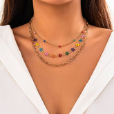Chic Layered Colorful Enamel Star Chain Choker Necklace Set