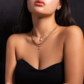 Chic Layered Crystal Floral Waterdrop Pendant Necklace Set