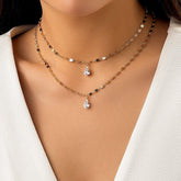 Chic Layered Crystal Pendant Marine Chain Necklace Set