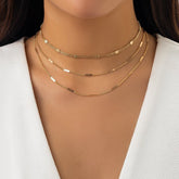 Chic Layered Gold Silver Tone Curb Link Ball Chain Necklace Set