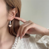Chic Pearl Heart Dangle Earrings