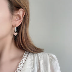 Chic Pearl Heart Dangle Earrings
