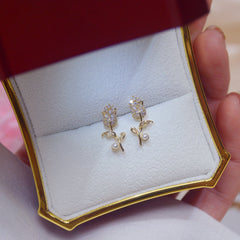 Chic Pearl Inlaid Crystal Tulip Earrings