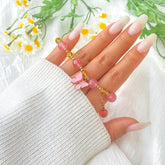 Chic Pink Butterfly Charm Natural Crystal Ball Chain Bracelet