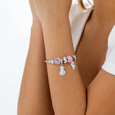 Chic Pink Luminous Glow In The Dark Ball Charm Open Cuff Bangle