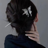 Chic Rhinestone Inlaid Abstract Butterfly Chignon Hair Fork Hair Pin