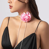 Chic Satin Texture Flower Wax Cord String Necklace