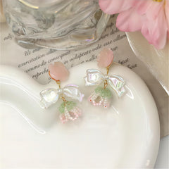Chic Seed Beaded Floral Bowknot Rose Earrings