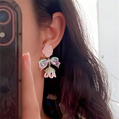 Chic Seed Beaded Floral Bowknot Rose Earrings
