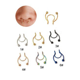 Chic Stainless Steel Colorful Non Piercing Nose Septum Cuff