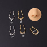 Chic Stainless Steel CZ Inlaid Non Piercing Nose Septum Cuff
