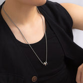 Chic Stainless Steel Metallic Charm Sweater Chain Necklace