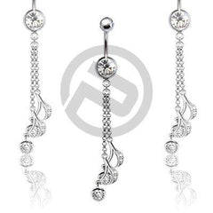 Clear Musical Treble Clef Dangle Belly Button Navel Ring