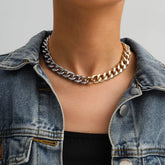 Costume Gold Silver Mix Tone Twisted Chain Choker Necklace
