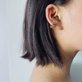 Crystal Inlaid Small Hoop Huggie Earrings Ear Cuffs - Minimalist Non Pierced Ear Cuff Earrings
