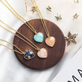 Dainty Colorful Crystal Heart Pendant Chain Necklace