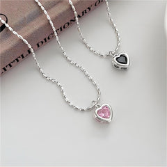 Dainty Crystal Heart Matching Necklace