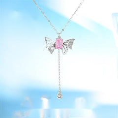 Dainty CZ Inlaid Butterfly Wings Necklace