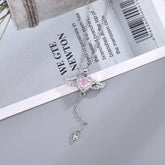Dainty CZ Inlaid Crystal Cupid Heart Wings Matching Necklace