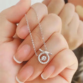 Dainty CZ Inlaid Crystal Rolling Heart Cinnamoroll Necklace