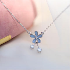 Dainty CZ Inlaid Enamel Daisy Necklace