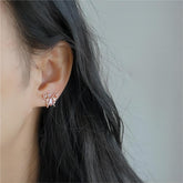 Dainty CZ Inlaid Hollowed-out Butterfly Earrings