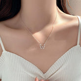 Dainty CZ Inlaid Hollowed-out Butterfly Necklace
