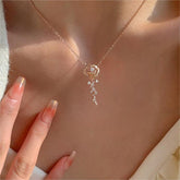 Dainty CZ Inlaid Rose Necklace