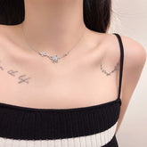 Dainty CZ Inlaid S925 Sterling Silver Duo Butterfly Necklace