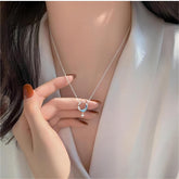 Dainty CZ Inlaid Turquoise Moon Phase Star Necklace