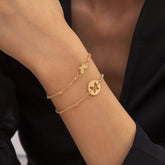 Dainty Gold Silver Tone Butterfly Bracelet Set
