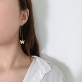 Dainty Gold Silver Tone Butterfly Threader Earrings