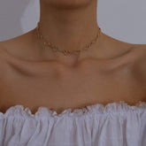 Dainty Gold Silver Tone Metal Heart Shape Chain Choker Necklace