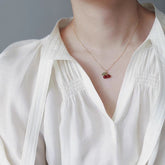 Dainty Handmade Crystal Cherry Pendant Necklace