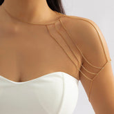 Dainty Layered Gold Silver Tone Tassel Shoulder Necklace