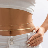 Dainty Layered Rhinestone Herringbone Belly Chain Set