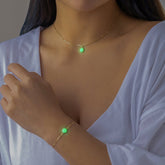 Dainty Luminous Glow In The Dark Ball Charm Necklace Bracelet Set