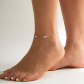 Dainty Pearl Charm Cable Chain Anklet