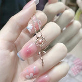 Dainty Pink Crystal English Rose Necklace