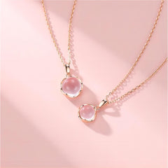 Dainty Pink Crystal Pendant Necklace