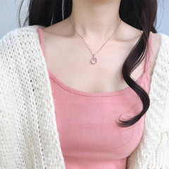 Dainty Pink Crystal Pendant Necklace