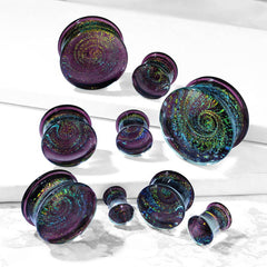 Double Flared Galaxy Swirl Glass Ear Gauges Plugs