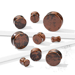 Double Flared Natural Mahogany Obsidian Stone Saddle Ear Plug
