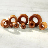Double Flared Organic Brown Saba Wood Concave Ear Tunnels