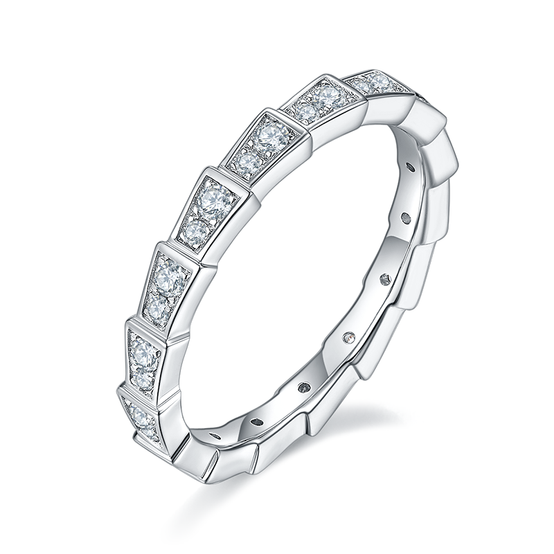 DEDEJILL Dream Inlaid Pave S925 Silver Platinum-Plated Moissanite Women's Ring - 0.5ct D Grade