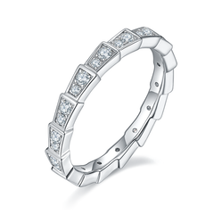 DEDEJILL Dream Inlaid Pave S925 Silver Platinum-Plated Moissanite Women's Ring - 0.5ct D Grade