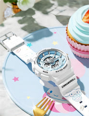 Genuine Sanrio Cinnamoroll Waterproof Multifunction Electronic Dual Display Quartz Watch
