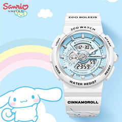Genuine Sanrio Cinnamoroll Waterproof Multifunction Electronic Dual Display Quartz Watch