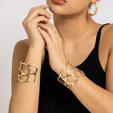Geometric Abstract Flower Pattern Open Cuff Bangle Bracelet