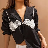 Geometric Backless Pearl Heart Bra